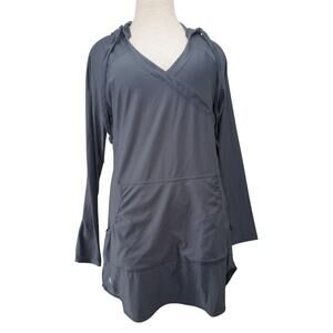 Athleta Gray Crossover Hoodie Tunic Top – Size L